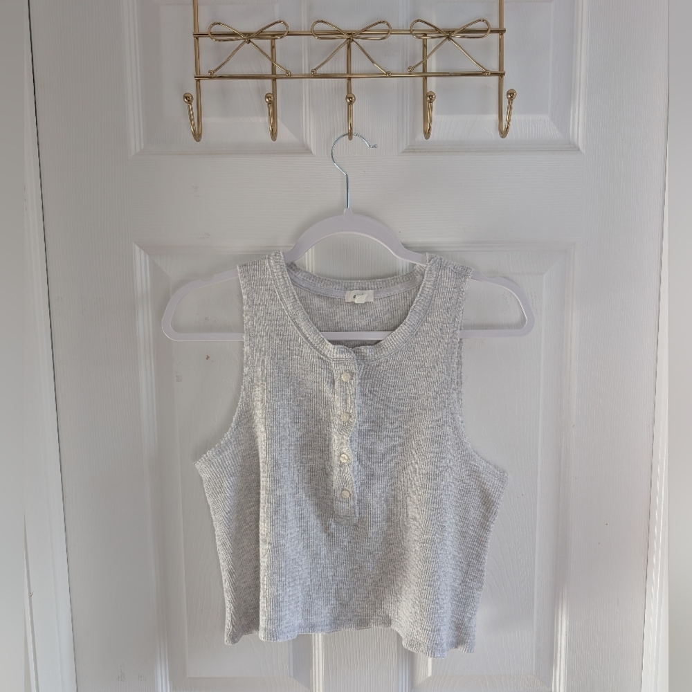 NWT Aerie Light Gray Henley Tank Top